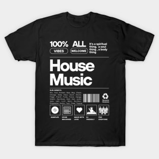 HOUSE MUSIC - Product Label (white) T-Shirt